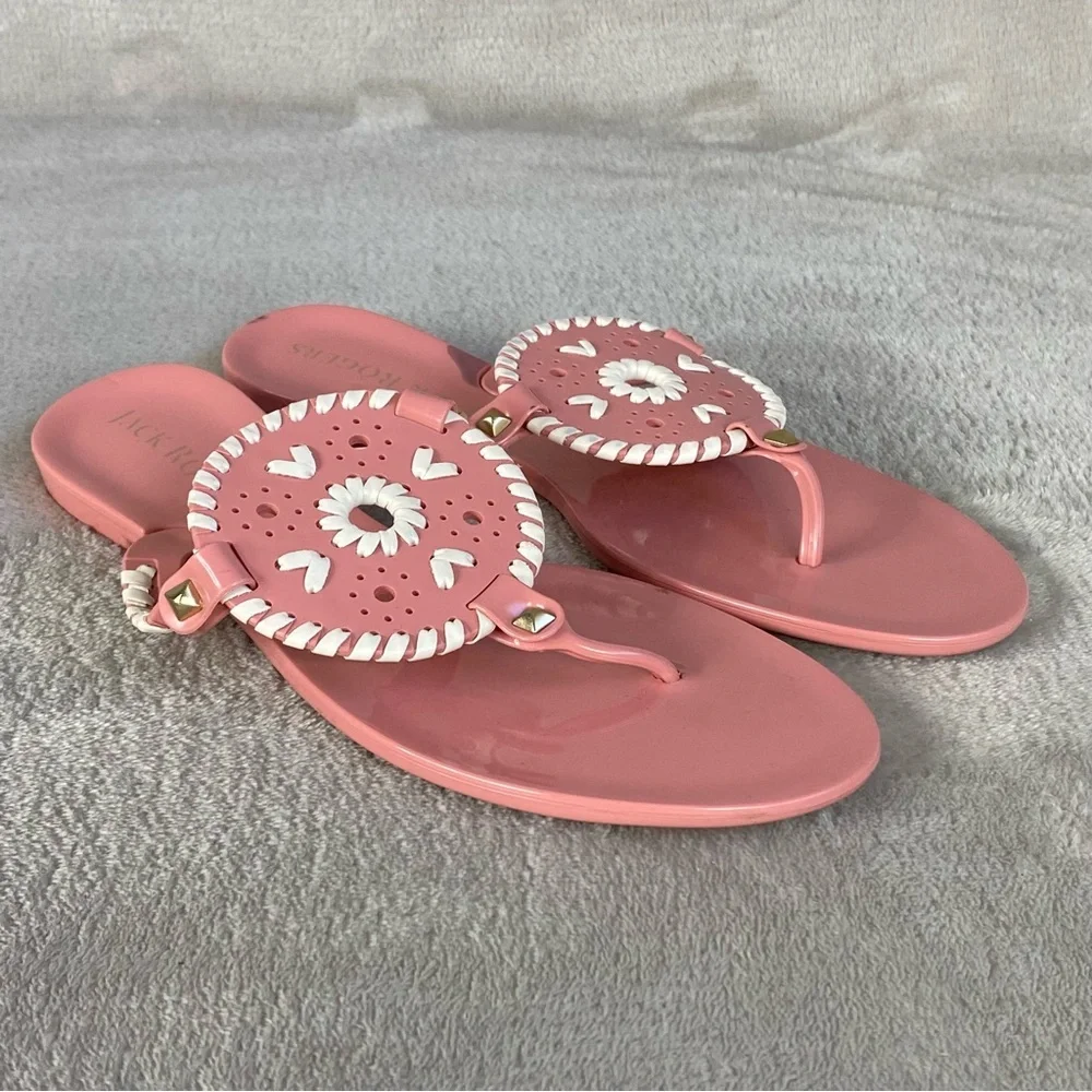 Jack Rogers Georgica Womens Flip Flop Sandals Size 9 Rose Pink White Jelly
